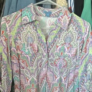 J. McLaughlin Multicolor Paisley Dress xs shirt dress colorful dress cruise